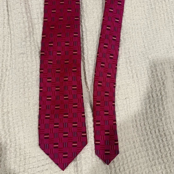 Duchamp London Purple Magenta Rectangle Bar Silk Necktie Tie - Picture 3 of 8